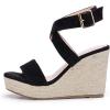 imageCoutgo Womens Wedge Sandals Cross Strap Espadrille Platform Ankle Buckle Summer Casual ShoesBlack