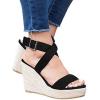 imageCoutgo Womens Wedge Sandals Cross Strap Espadrille Platform Ankle Buckle Summer Casual ShoesBlack
