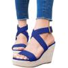 imageCoutgo Womens Wedge Sandals Cross Strap Espadrille Platform Ankle Buckle Summer Casual ShoesBlue