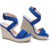 imageCoutgo Womens Wedge Sandals Cross Strap Espadrille Platform Ankle Buckle Summer Casual ShoesBlue