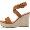 imageCoutgo Womens Wedge Sandals Cross Strap Espadrille Platform Ankle Buckle Summer Casual ShoesBrown