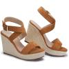imageCoutgo Womens Wedge Sandals Cross Strap Espadrille Platform Ankle Buckle Summer Casual ShoesBrown