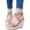imageCoutgo Womens Wedge Sandals Cross Strap Espadrille Platform Ankle Buckle Summer Casual ShoesGrey