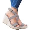 imageCoutgo Womens Wedge Sandals Cross Strap Espadrille Platform Ankle Buckle Summer Casual ShoesGrey