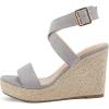 imageCoutgo Womens Wedge Sandals Cross Strap Espadrille Platform Ankle Buckle Summer Casual ShoesGrey
