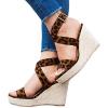 imageCoutgo Womens Wedge Sandals Cross Strap Espadrille Platform Ankle Buckle Summer Casual ShoesLeopard
