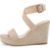 imageCoutgo Womens Wedge Sandals Cross Strap Espadrille Platform Ankle Buckle Summer Casual ShoesLight Khaki