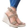 imageCoutgo Womens Wedge Sandals Cross Strap Espadrille Platform Ankle Buckle Summer Casual ShoesTaupe