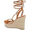 imageWomens Espadrille Wedges Lace Up Platform Ankle Cross Strap Slingback Summer Dress SandalsLight Brown