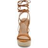 imageWomens Espadrille Wedges Lace Up Platform Ankle Cross Strap Slingback Summer Dress SandalsLight Brown