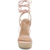 imageWomens Espadrille Wedges Lace Up Platform Ankle Cross Strap Slingback Summer Dress SandalsPink