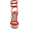 imageWomens Espadrille Wedges Lace Up Platform Ankle Cross Strap Slingback Summer Dress SandalsRed