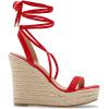 imageWomens Espadrille Wedges Lace Up Platform Ankle Cross Strap Slingback Summer Dress SandalsRed