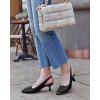 imageWomens Sling Back Kitten Heels Low Dress Shoes Slingback Pumps Pointed Closed Toe Comfortable Party Office SandalsBlackpu