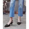 imageWomens Sling Back Kitten Heels Low Dress Shoes Slingback Pumps Pointed Closed Toe Comfortable Party Office SandalsBlackpu