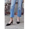 imageWomens Sling Back Kitten Heels Low Dress Shoes Slingback Pumps Pointed Closed Toe Comfortable Party Office SandalsBlacksuede