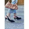 imageWomens Sling Back Kitten Heels Low Dress Shoes Slingback Pumps Pointed Closed Toe Comfortable Party Office SandalsNavy Bluesuede