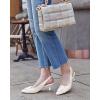 imageWomens Sling Back Kitten Heels Low Dress Shoes Slingback Pumps Pointed Closed Toe Comfortable Party Office SandalsWhitepu