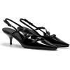 imageCoutgo Slingback Kitten Heels for Women Low Heel Closed Pointed Toe Buckle Strap Pumps ShoesBlack