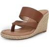 imageCoutgo Womens Espadrille Wedge Sandals Platform Thong Leather Strap Slides Backless Slip On Summer Casual Flip FlopsBrown