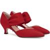 imageCoutgo Womens Low Kitten Heel Dress Shoes Pointed Toe Slip on Ankle Strap Cutout Elegant Party Wedding PumpsRed