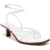 imageCoutgo Womens Strappy Heels Sandals Thong Gladiator Square Open Toe Low Kitten Heeled Criss Cross Ankle Strap Summer Dress Wedding ShoesWhite