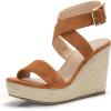 imageCoutgo Womens Wedge Sandals Cross Strap Espadrille Platform Ankle Buckle Summer Casual ShoesBrown