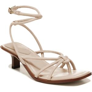 imageCoutgo Womens Strappy Heels Sandals Thong Gladiator Square Open Toe Low Kitten Heeled Criss Cross Ankle Strap Summer Dress Wedding ShoesBeige