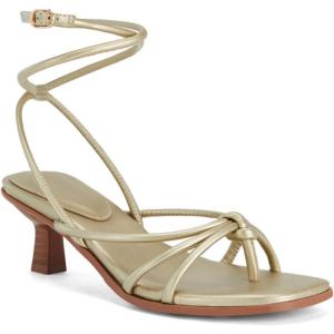 imageCoutgo Womens Strappy Heels Sandals Thong Gladiator Square Open Toe Low Kitten Heeled Criss Cross Ankle Strap Summer Dress Wedding ShoesGold