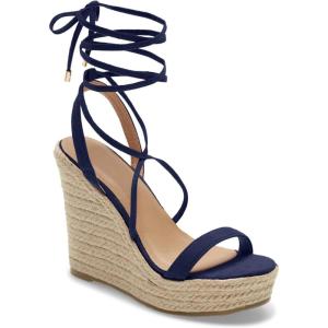 imageWomens Espadrille Wedges Lace Up Platform Ankle Cross Strap Slingback Summer Dress SandalsNavy