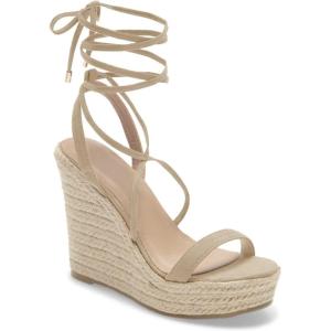 imageWomens Espadrille Wedges Lace Up Platform Ankle Cross Strap Slingback Summer Dress SandalsNude