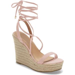 imageWomens Espadrille Wedges Lace Up Platform Ankle Cross Strap Slingback Summer Dress SandalsPink