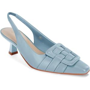 imageWomens Sling Back Kitten Heels Low Dress Shoes Slingback Pumps Pointed Closed Toe Comfortable Party Office SandalsSky Blue