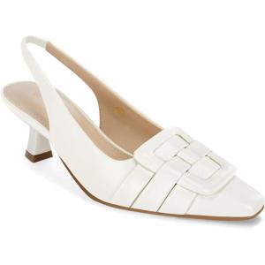 imageWomens Sling Back Kitten Heels Low Dress Shoes Slingback Pumps Pointed Closed Toe Comfortable Party Office SandalsWhitepu