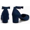 imageCoutgo Womens Chunky Low Heels Bow Closed Toe Ankle Strap Pumps Elegant Wedding Party Dress ShoesNavy