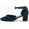 imageCoutgo Womens Chunky Low Heels Bow Closed Toe Ankle Strap Pumps Elegant Wedding Party Dress ShoesNavy