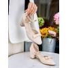 imageCoutgo Womens Chunky Low Heels Bow Closed Toe Ankle Strap Pumps Elegant Wedding Party Dress ShoesNude