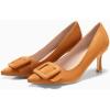 imageCoutgo Womens Closed Pointed Toe Pumps Stiletto High Heels Wedding Party Dress ShoesBrownsuede