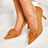 imageCoutgo Womens Closed Pointed Toe Pumps Stiletto High Heels Wedding Party Dress ShoesBrownsuede