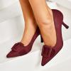imageCoutgo Womens Closed Pointed Toe Pumps Stiletto High Heels Wedding Party Dress ShoesBurgundy