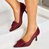 imageCoutgo Womens Closed Pointed Toe Pumps Stiletto High Heels Wedding Party Dress ShoesBurgundy