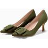 imageCoutgo Womens Closed Pointed Toe Pumps Stiletto High Heels Wedding Party Dress ShoesGreensuede