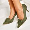 imageCoutgo Womens Closed Pointed Toe Pumps Stiletto High Heels Wedding Party Dress ShoesGreensuede