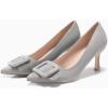 imageCoutgo Womens Closed Pointed Toe Pumps Stiletto High Heels Wedding Party Dress ShoesGreysuede