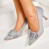 imageCoutgo Womens Closed Pointed Toe Pumps Stiletto High Heels Wedding Party Dress ShoesGreysuede