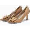 imageCoutgo Womens Closed Pointed Toe Pumps Stiletto High Heels Wedding Party Dress ShoesKhaki