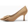 imageCoutgo Womens Closed Pointed Toe Pumps Stiletto High Heels Wedding Party Dress ShoesKhaki