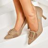 imageCoutgo Womens Closed Pointed Toe Pumps Stiletto High Heels Wedding Party Dress ShoesKhaki