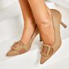 imageCoutgo Womens Closed Pointed Toe Pumps Stiletto High Heels Wedding Party Dress ShoesLight Khaki
