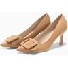 imageCoutgo Womens Closed Pointed Toe Pumps Stiletto High Heels Wedding Party Dress ShoesLight Khaki
